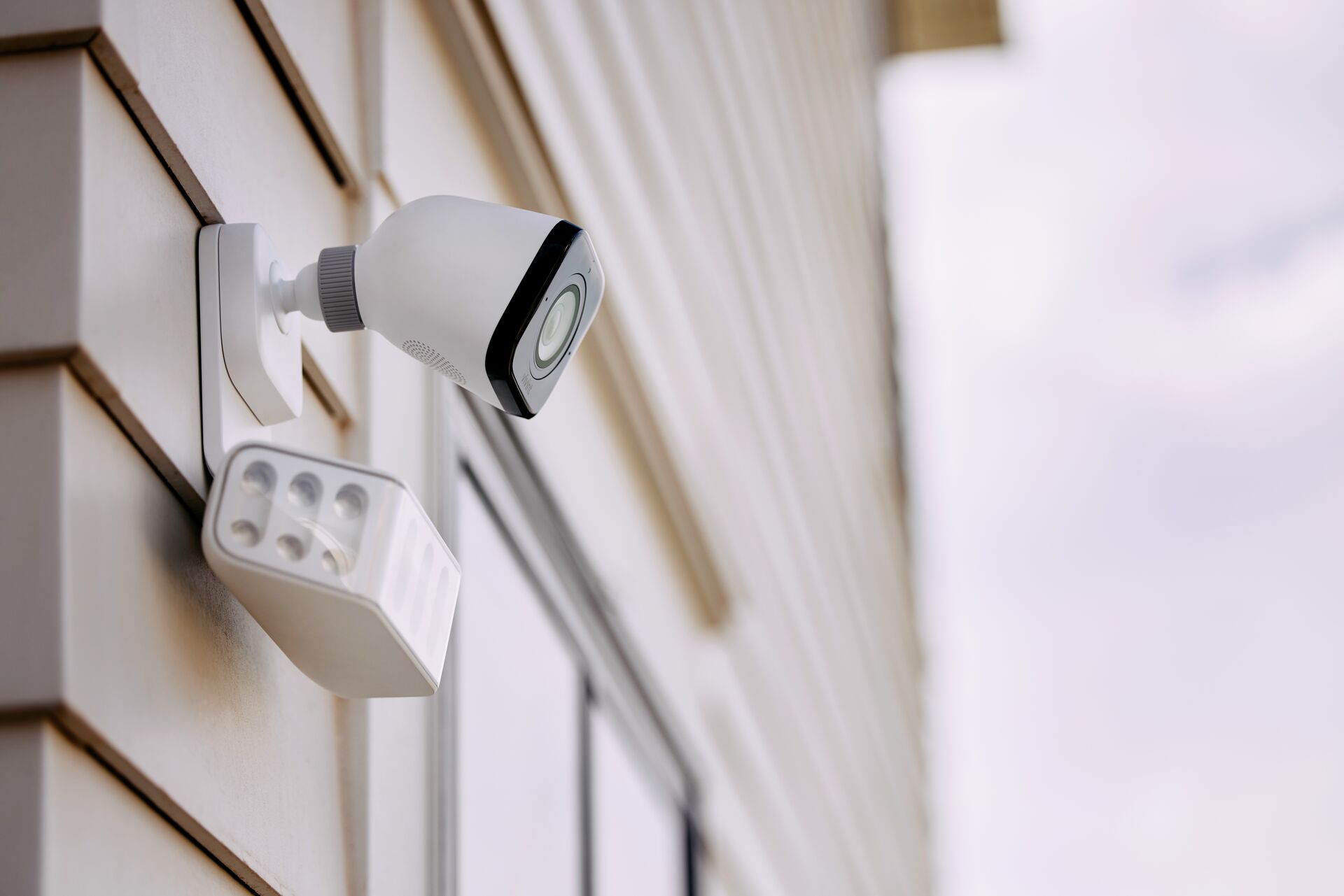 Outdoor spotlight security camera with motion activated high lumen LED illumination